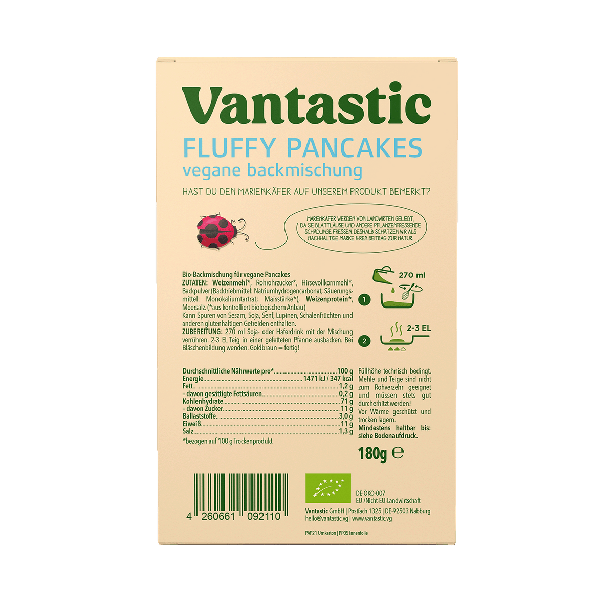 Vantastic Fluffy Pancakes, Bio, 180g