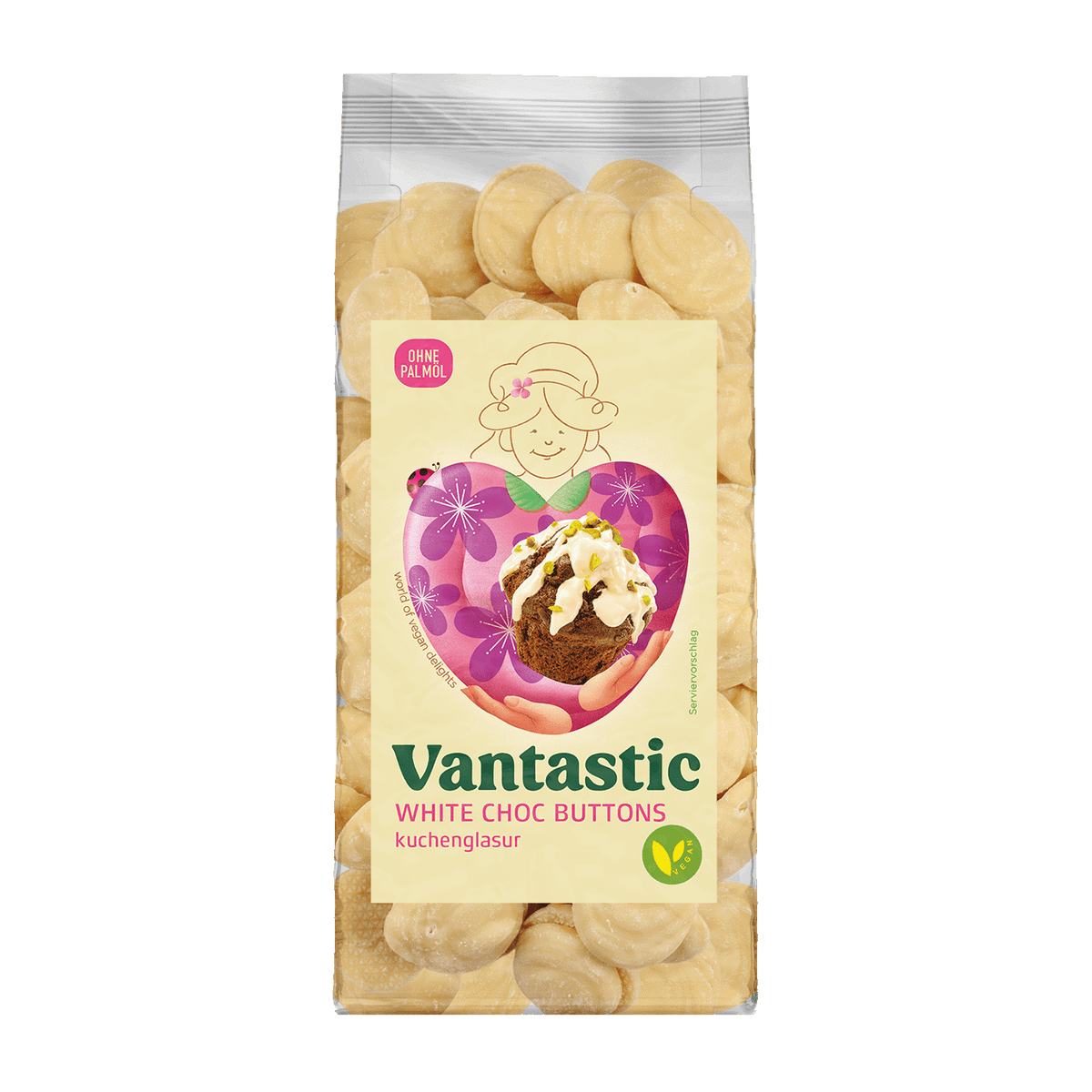 Vantastic White Choc Buttons, 500g