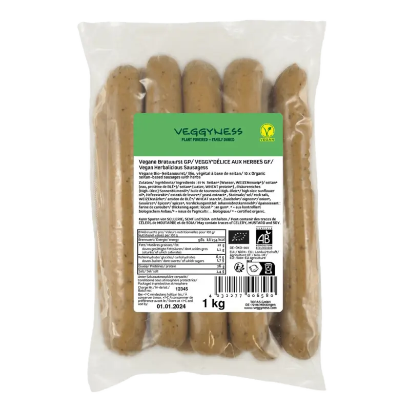 Vegane Bratwurst, BIO, 1kg