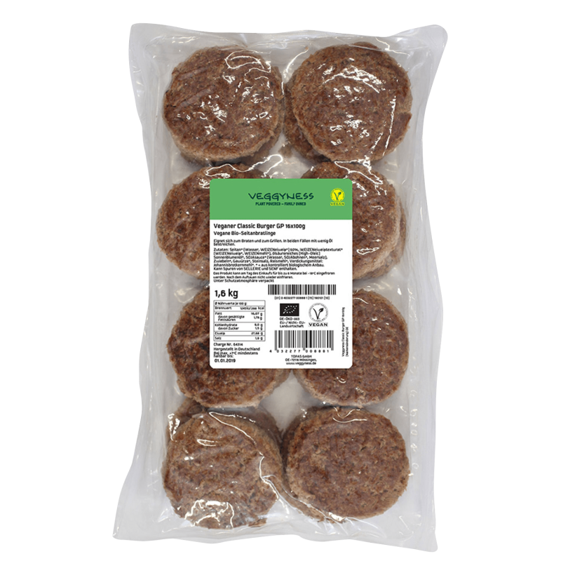 Veggyness Veganer Classic Burger, BIO, 1.6kg