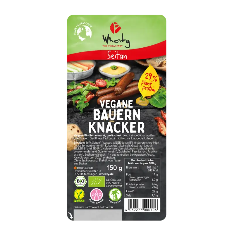 Wheaty Vegane Bauern-Knacker, BIO, 150g