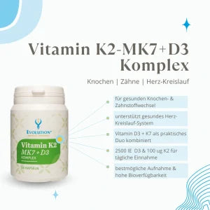 Evolution Vitamin K2 - MK7+D3 Komplex 60 Kapseln