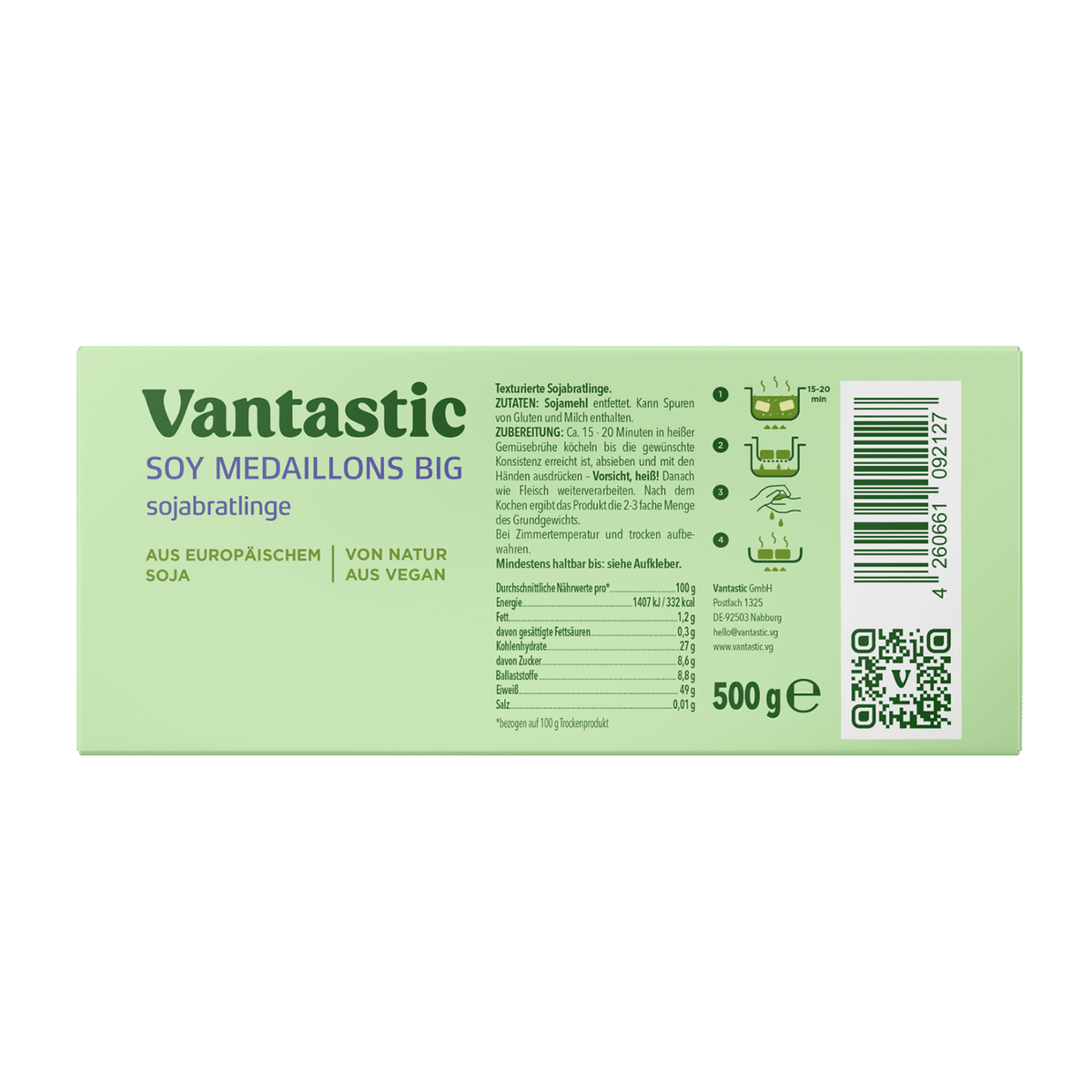 Vantastic Soy Medaillons Big, Soja Bratlinge, 500g