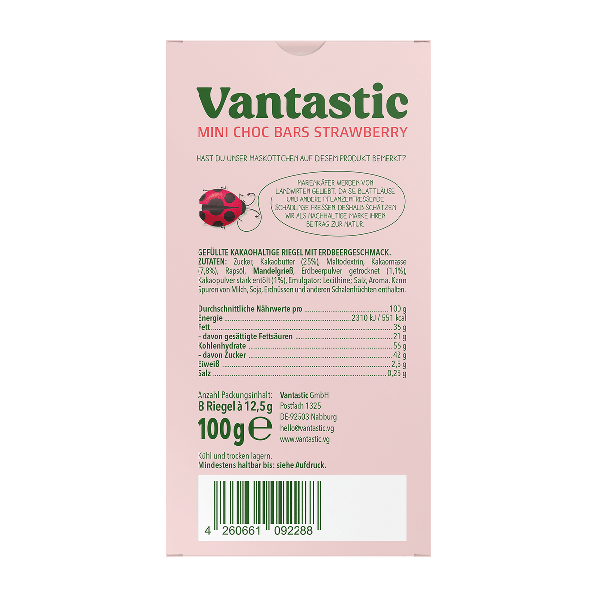 Vantastic Mini Choc Bars Strawberry, 100g