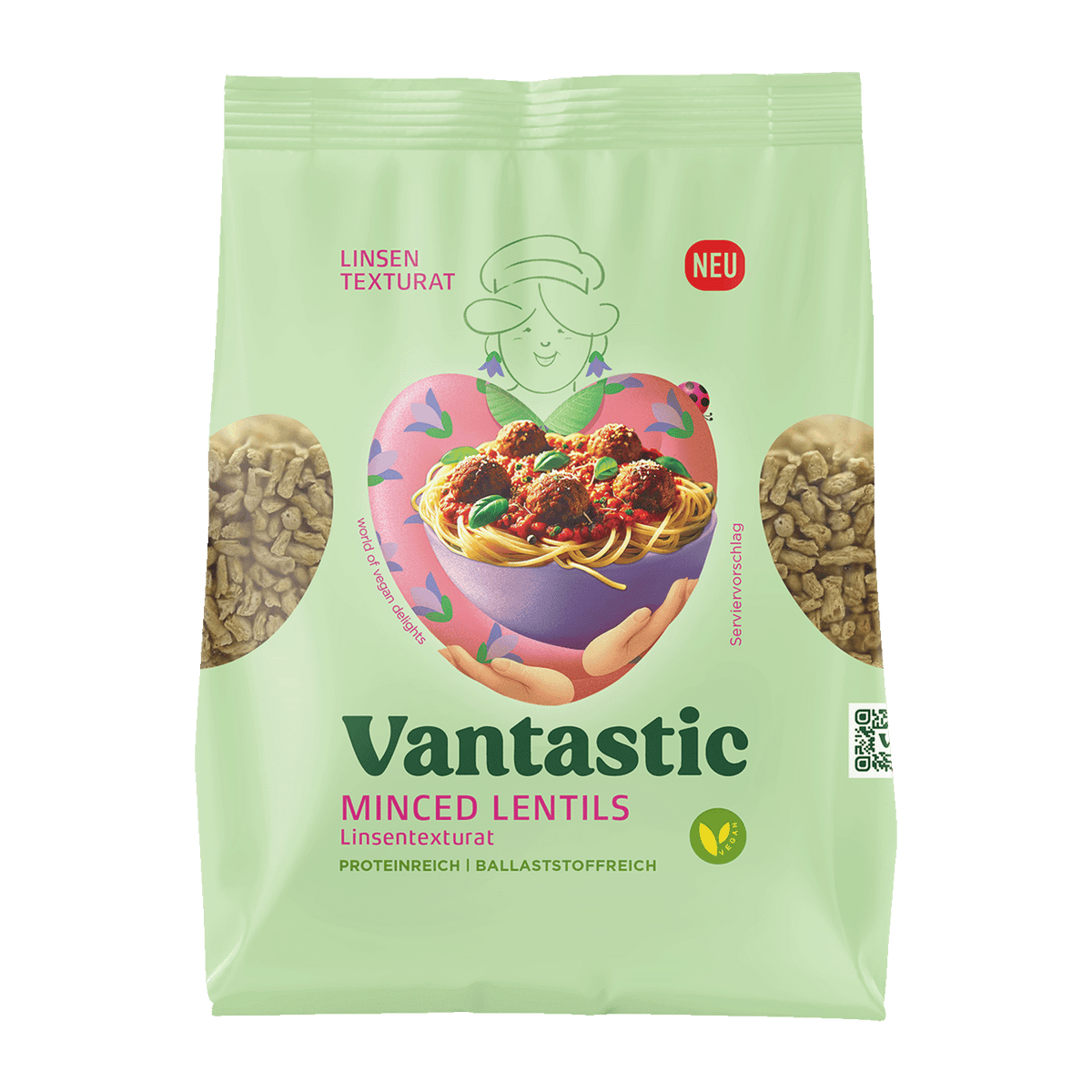 Vantastic Minced Lentils, Linsentexturat, 100g