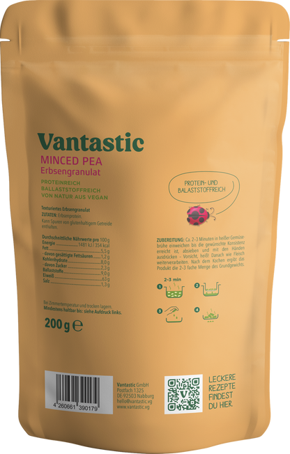 Vantastic Minced Pea, Erbsengranulat, 200g