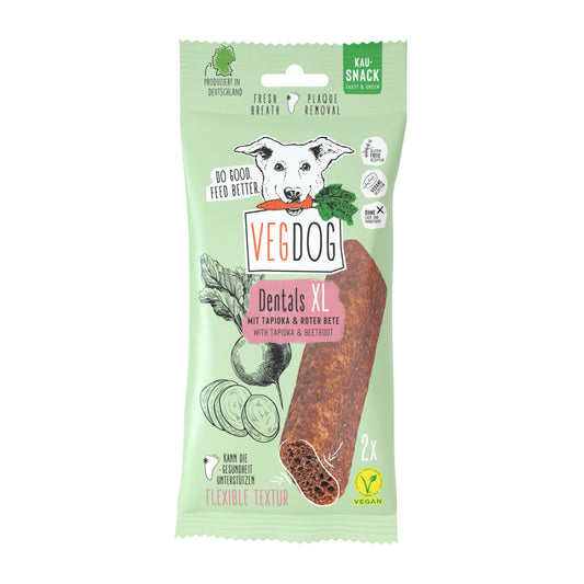 VEGDOG Dental Chews XL Tapioca & Beetroot 100g