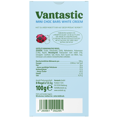 Vantastic Mini Choc Bars White Creem, 100g
