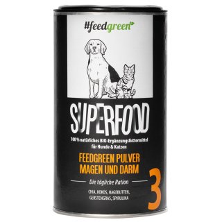 FeedGreen Superfood BIO Ergänzungsnahrung 3 Hund & Katze Gastros Vital Pulver Complex  200g