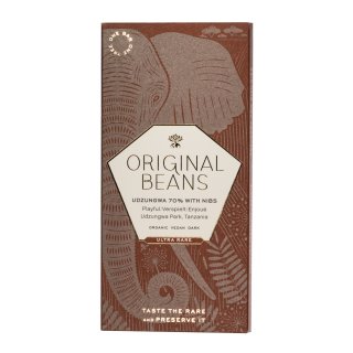 Original Beans Bio Schokolade Udzungwa Tansania 70% Kakao + Nibs verspielt 70 g