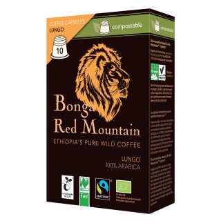 Original Food Bonga Red Mountain  Lungo Bio Kaffee Kapsel 10 x  5,5g
