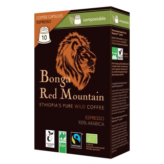Original Food Bonga Red Mountain  Espresso Bio Kaffee Kapsel 10 x  5,5g